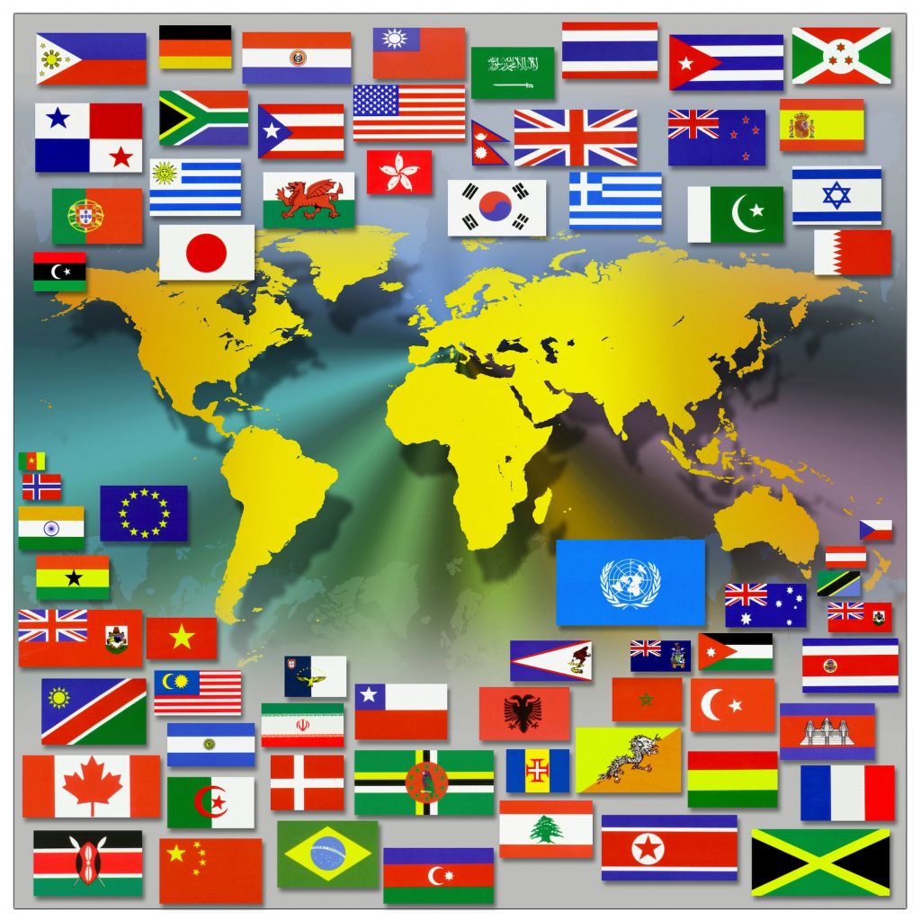 Flags and Map of the World